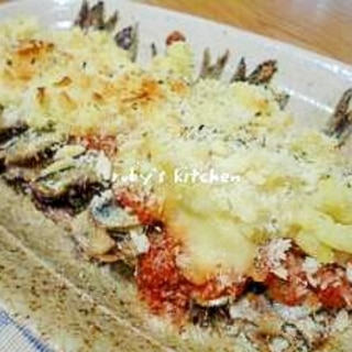 フライパンと魚焼グリルで鰯のイタリアンパン粉焼き